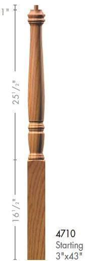 Georgia 3" x 43" 4710 Pin Top Turned Newel (4710, 4710F, 4710T)