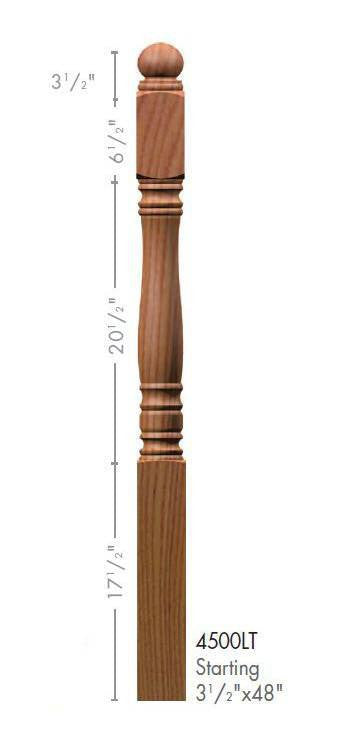 Hampton 3-1/2" 4500LT Short Block Turned Newel (4500LT, 4504LT)