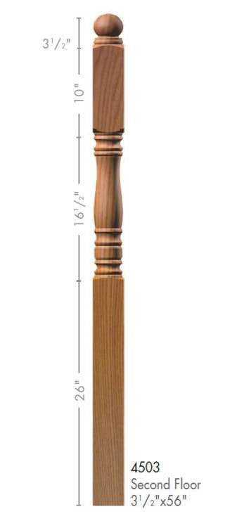 Hampton 3-1/2" x 56" 4503 Long Block Turned Newel