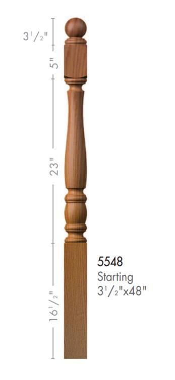 Utah 3-1/2" 5548 Short Block Turned Newel (48" or 60")