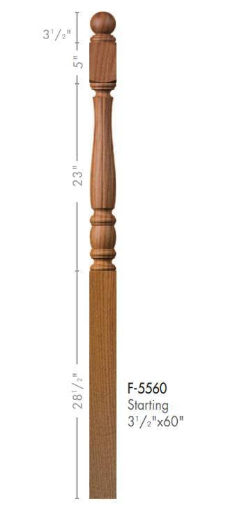 Utah 3-1/2" 5548 Short Block Turned Newel (48" or 60")