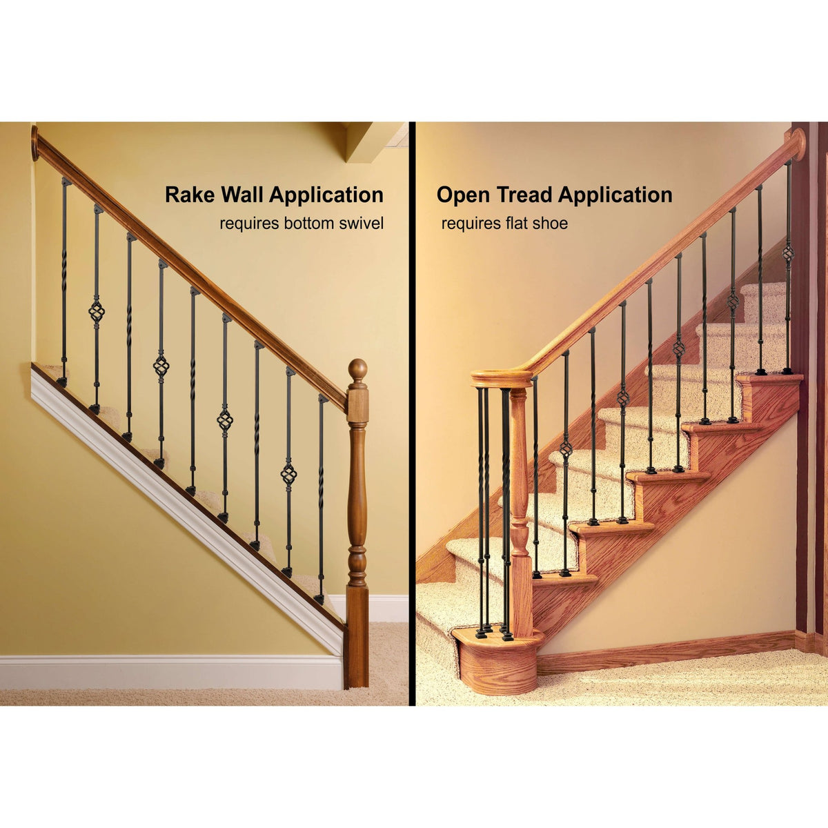 &quot;Ole Iron Slides&quot; 1/2&quot; Square x 30&quot; - 38&quot;H Adjustable Hollow Iron Baluster (ISPLA) - Stair Parts USA