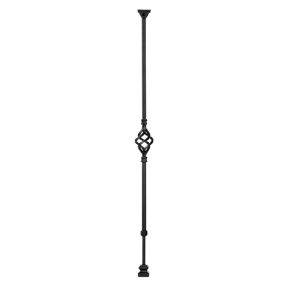 &quot;Ole Iron Slides&quot; 1/2&quot; Square x 30&quot; - 38&quot;H Single Basket Adjustable Hollow Iron Baluster (ISBAS) - Stair Parts USA