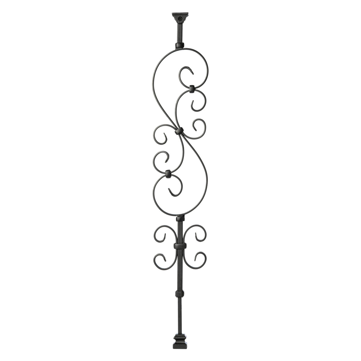 &quot;Ole Iron Slides&quot; - 1/2&quot; Square x 30&quot; - 38&quot;H Standard Scroll Adjustable Hollow Iron Baluster (ISSCR) - Stair Parts USA