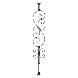"Ole Iron Slides" - 1/2" Square x 30" - 38"H Standard Scroll Adjustable Hollow Iron Baluster (ISSCR) - Stair Parts USA