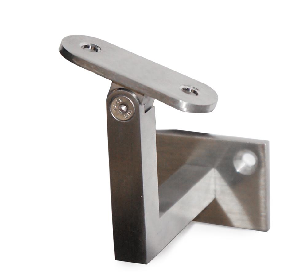 Pivotable Stainless Steel Handrail Wall Mount Support for 1 - 14/25&quot; Square Tube - Flat (E036500) - Stair Parts USA
