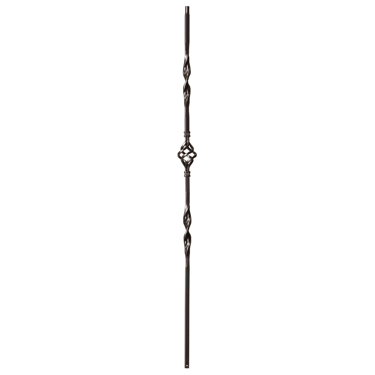 Ribbon Series 1/2&quot; Square x 44&quot;H Double Ribbon Single Basket Hollow Iron Baluster (9012RS) - Stair Parts USA