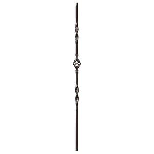 Ribbon Series 1/2" Square x 44"H Double Ribbon Single Basket Hollow Iron Baluster (9012RS) - Stair Parts USA