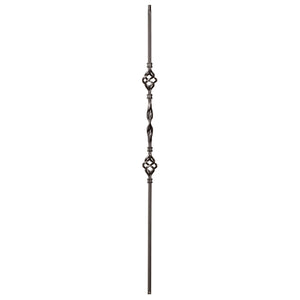 Ribbon Series 1/2" Square x 44"H Single Ribbon Double Basket Hollow Iron Baluster (9013RS) - Stair Parts USA