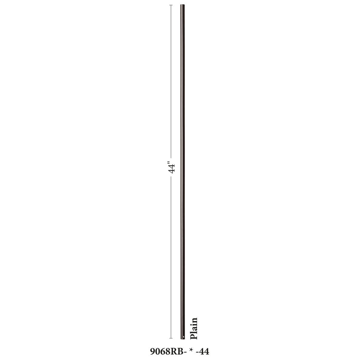 Round Series 9/16&quot; Dia. x 44&quot;H Hollow Iron Baluster (9068RB) - Stair Parts USA