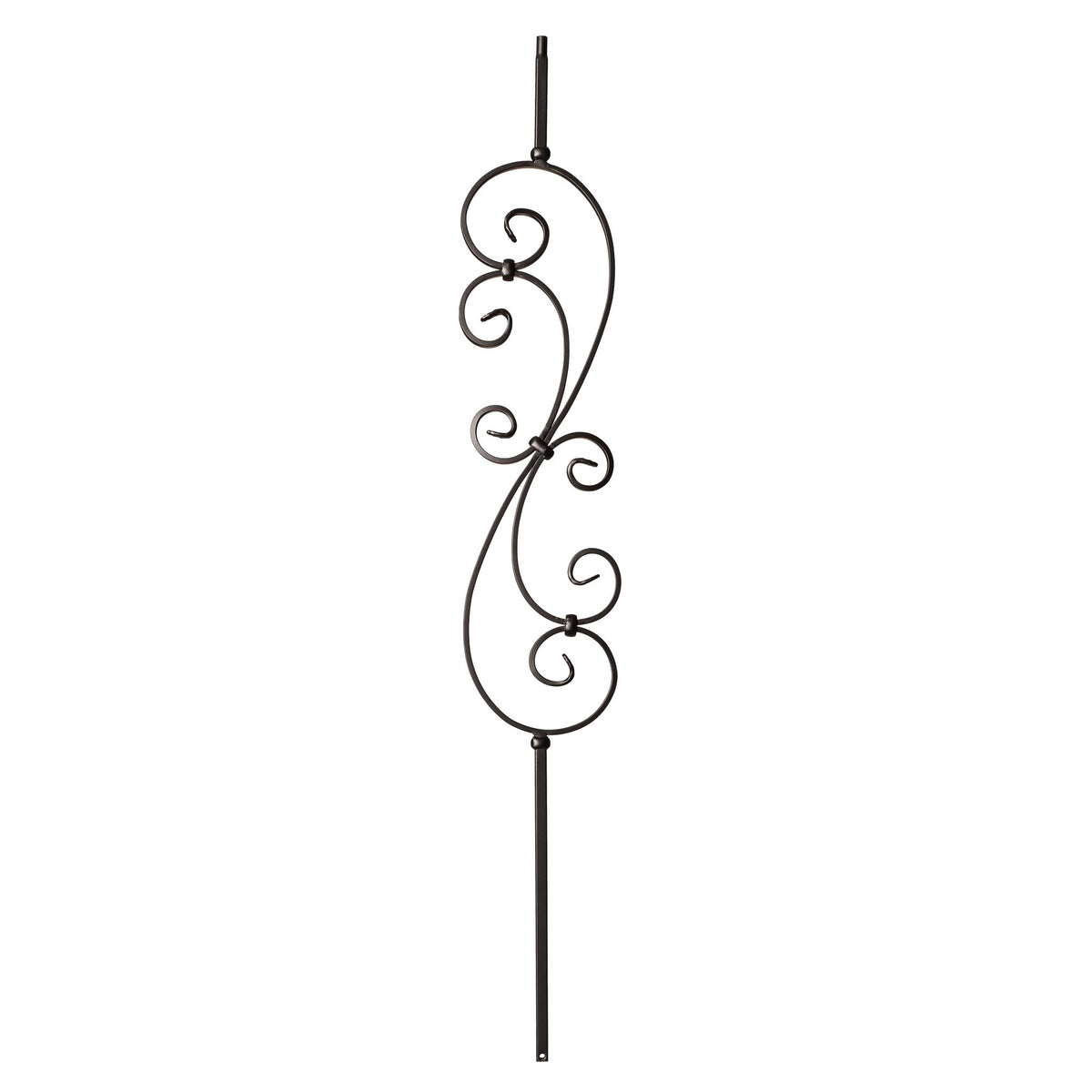 Scroll Series 1/2&quot; Square x 44&quot;H - 7&quot; x 24&quot; Scroll Hollow Iron Baluster (9009) - Stair Parts USA