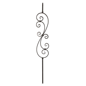 Scroll Series 1/2" Square x 44"H - 7" x 24" Scroll Hollow Iron Baluster (9009) - Stair Parts USA