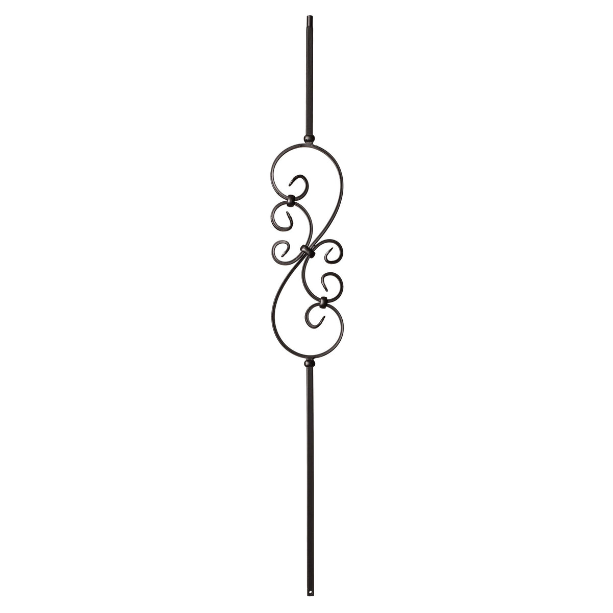 Scroll Series 1/2&quot; Square x 44&quot;H Small S Scroll (5 - 3/8&quot; x 16&quot;) Hollow Iron Baluster (9008) - Stair Parts USA