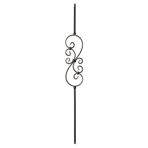 Scroll Series 1/2" Square x 44"H Small S Scroll (5 - 3/8" x 16") Hollow Iron Baluster (9008) - Stair Parts USA