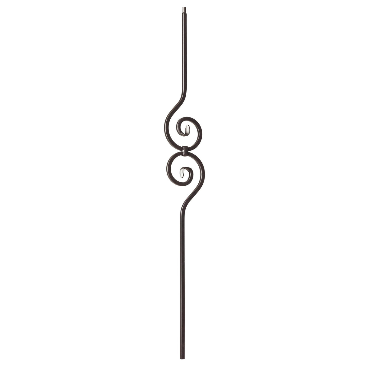 Scroll Series 1/2&quot; Square x 44&quot;H Spiral Scroll (5&quot;W x 14 - 1/2&quot;H) Hollow Iron Baluster (9090) - Stair Parts USA