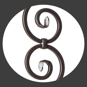 Scroll Series 1/2" Square x 44"H Spiral Scroll (5"W x 14 - 1/2"H) Hollow Iron Baluster (9090) - Stair Parts USA
