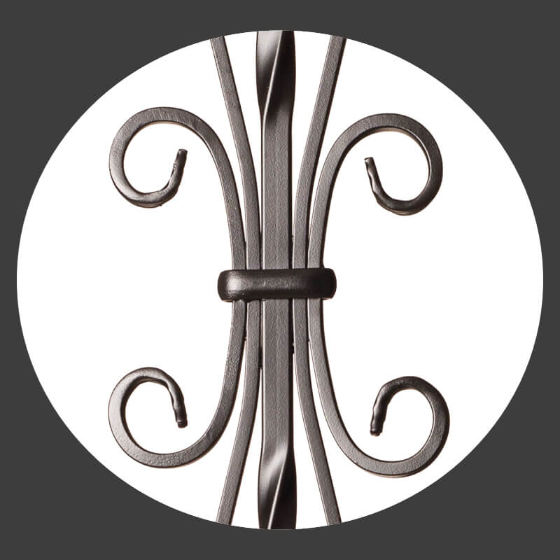 Scroll Series 1/2&quot; Square x (5 - 3/16&quot;W x 24&quot;H) x 44&quot;H French Scroll Hollow Iron Baluster (9055SS) - Stair Parts USA