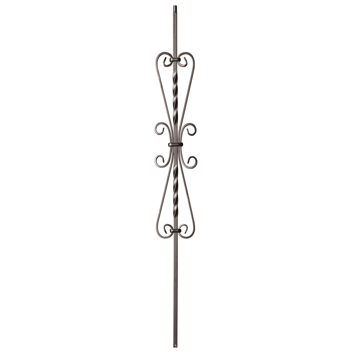 Scroll Series 1/2&quot; Square x (5 - 3/16&quot;W x 24&quot;H) x 44&quot;H French Scroll Hollow Iron Baluster (9055SS) - Stair Parts USA