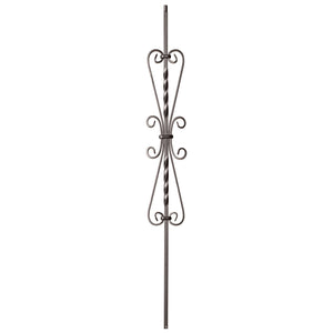 Scroll Series 1/2" Square x (5 - 3/16"W x 24"H) x 44"H French Scroll Hollow Iron Baluster (9055SS) - Stair Parts USA