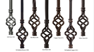 Scroll Series 1/2" Square x (5 - 3/16"W x 24"H) x 44"H French Scroll Hollow Iron Baluster (9055SS) - Stair Parts USA