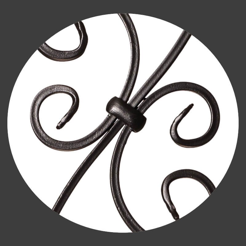 Scroll Series 1/2&quot; Square x (5 - 3/8&quot;W x 24&quot;H) x 44&quot;H Thin (1/4&quot;) Scroll Hollow Iron Baluster (9081) - Stair Parts USA