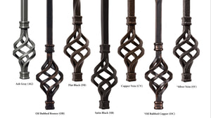 Scroll Series 1/2" Square x (5 - 3/8"W x 24"H) x 44"H Thin (1/4") Scroll Hollow Iron Baluster (9081) - Stair Parts USA