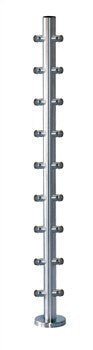 Stainless Steel 1 2/3" Corner Newel Post w/ Installed Mounting Plate and Flange Canopy - Stair Parts USA