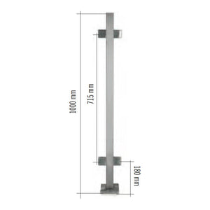 Stainless Steel 1 - 9/16" Square Double Side Glass Clamp Newel Post (EQ64004P) - Stair Parts USA