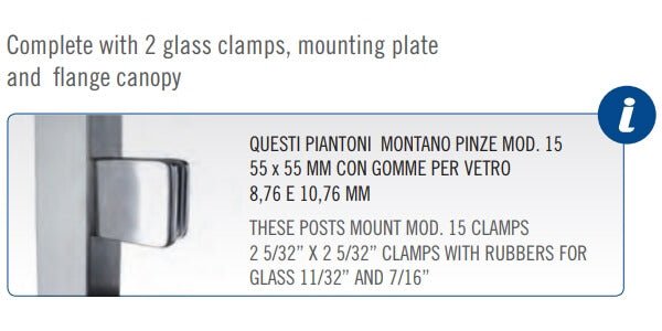 Stainless Steel 1 - 9/16&quot; Square Glass Clamp Newel Post (EQ64002P) - Stair Parts USA