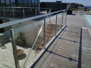 Stainless Steel 1 - 9/16" Square Glass Clamp Newel Post (EQ64002P) - Stair Parts USA