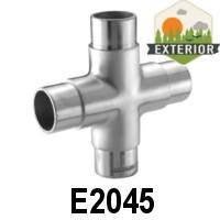 Stainless Steel 4 - Way Cross Fitting for 1 - 2/3" Handrail (E2045) - Stair Parts USA