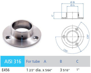 Stainless Steel Anchorage for 1 - 2/3" Handrail (E456) - Stair Parts USA