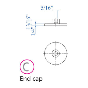 Stainless Steel End Cap for Floating Steps and 1 - 2/3" Round Stainless Steel Tube (ES32020) - Stair Parts USA
