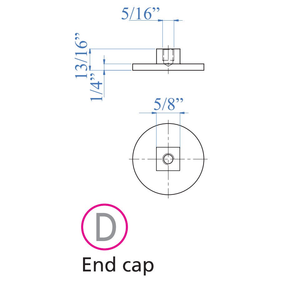 Stainless Steel End Cap for Floating Steps and 1 - 2/3&quot; Round Stainless Steel Tube (ES33020) - Stair Parts USA