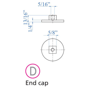 Stainless Steel End Cap for Floating Steps and 1 - 2/3" Round Stainless Steel Tube (ES33020) - Stair Parts USA