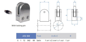 Stainless Steel Glass Clamp 1 - 3/4 X 2 - 31/64 X 1 - 3/32 for 1 - 2/3 Round Newel Post (E11204200) - Stair Parts USA