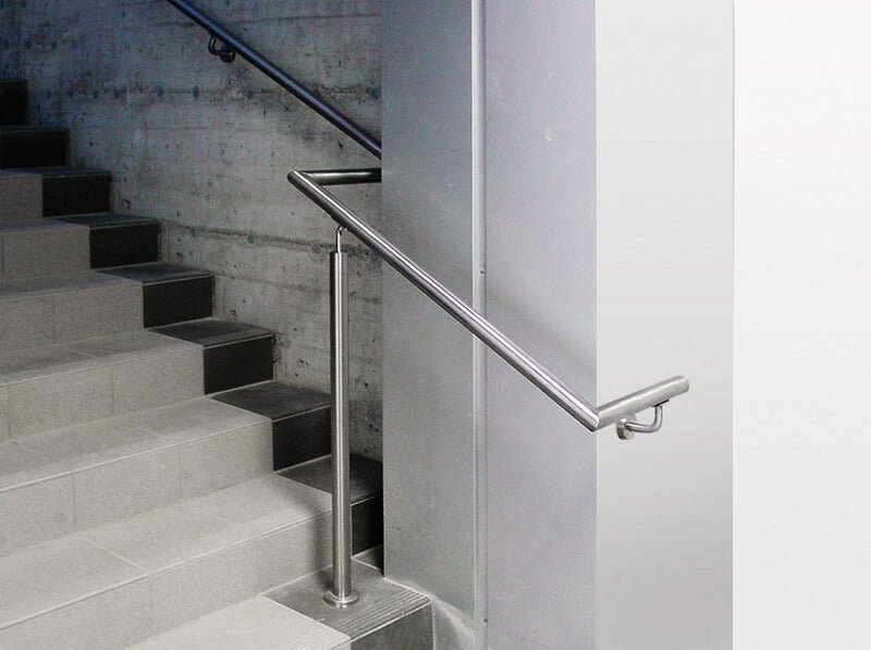 Stainless Steel Handrail Support / 3 - 9/32&quot; x 3 - 13/32&quot; and 3/4&quot; dia. Includes Flange Canopy, and Mounting Plate for Tube 1 1/3&quot; to 1 2/3&quot; Dia. (E022 - S) - Stair Parts USA
