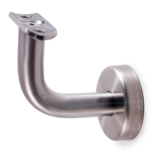 Stainless Steel Handrail Support / 3 - 9/32&quot; x 3 - 13/32&quot; and 3/4&quot; dia. Includes Flange Canopy, and Mounting Plate for Tube 1 1/3&quot; to 1 2/3&quot; Dia. (E022 - S) - Stair Parts USA