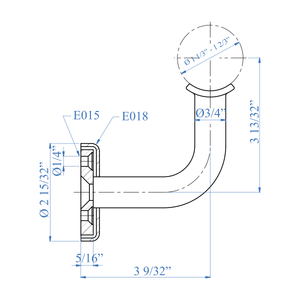 Stainless Steel Handrail Support / 3 - 9/32" x 3 - 13/32" and 3/4" dia. Includes Flange Canopy, and Mounting Plate for Tube 1 1/3" to 1 2/3" Dia. (E022 - S) - Stair Parts USA
