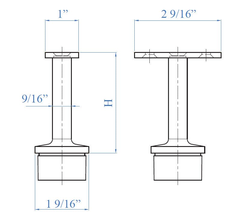 Stainless Steel Handrail Support for 1 - 14/25&quot; Square Tube - Flat (E037310) - Stair Parts USA