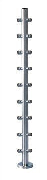 Stainless Steel 1 2/3" Corner Newel Post w/ Installed Mounting Plate and Flange Canopy
