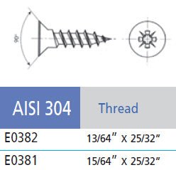 Stainless Steel Screw Crossed Recessed Countersunk Flat Head 25/32&quot; Flat Head Screw for Wood (E0381, E0382) - Stair Parts USA