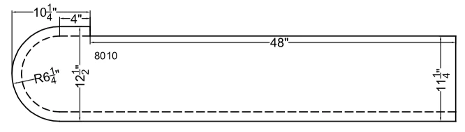 Standard 11 - 1/2&quot; Starting Step w/10 - 1/4&quot; Radius Returns (8010/8015) - Stair Parts USA