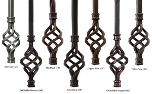 Twist Series 1/2" Square x 44"H Double Basket Single Twist Hollow Iron Baluster (9004) - Stair Parts USA