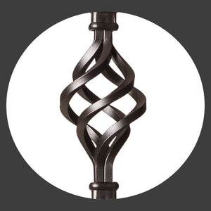 Twist Series 1/2" Square x 44"H Double Basket Single Twist Hollow Iron Baluster (9004) - Stair Parts USA