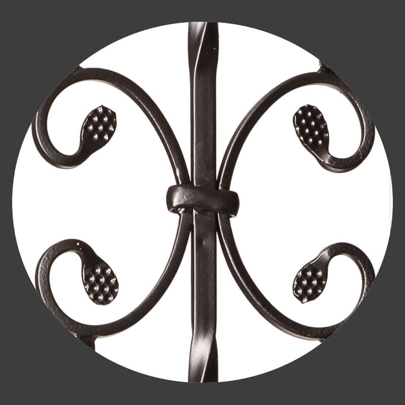 Twist Series 1/2&quot; Square x 44&quot;H / Double Twist with Leaves / Hollow Iron Baluster (9005) - Stair Parts USA