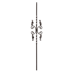 Twist Series 1/2" Square x 44"H / Double Twist with Leaves / Hollow Iron Baluster (9005) - Stair Parts USA