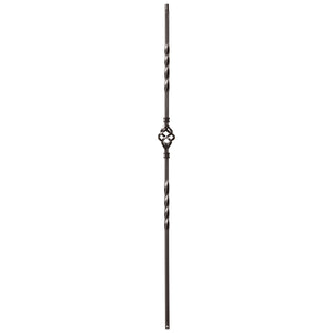 Twist Series 1/2" Square x 44"H Single Basket, Double Twist Hollow Iron Baluster (9003) - Stair Parts USA