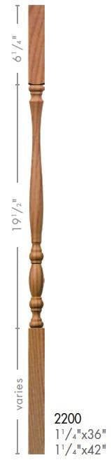 Utah 1 - 1/4&quot; 2200 Elegant Rise Square Top Baluster (Plain or Fluted) - Stair Parts USA