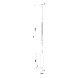 Utah 1 - 1/4" 2215 Elegant Rise Pin Top Baluster (Plain or Fluted) - Stair Parts USA